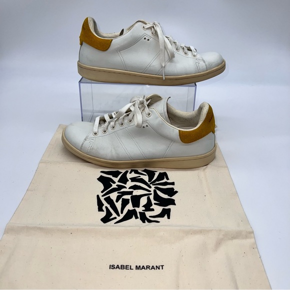 Isabel Marant White and Yellow Bart Low-top Sneakers Size 38 - Picture 1 of 14